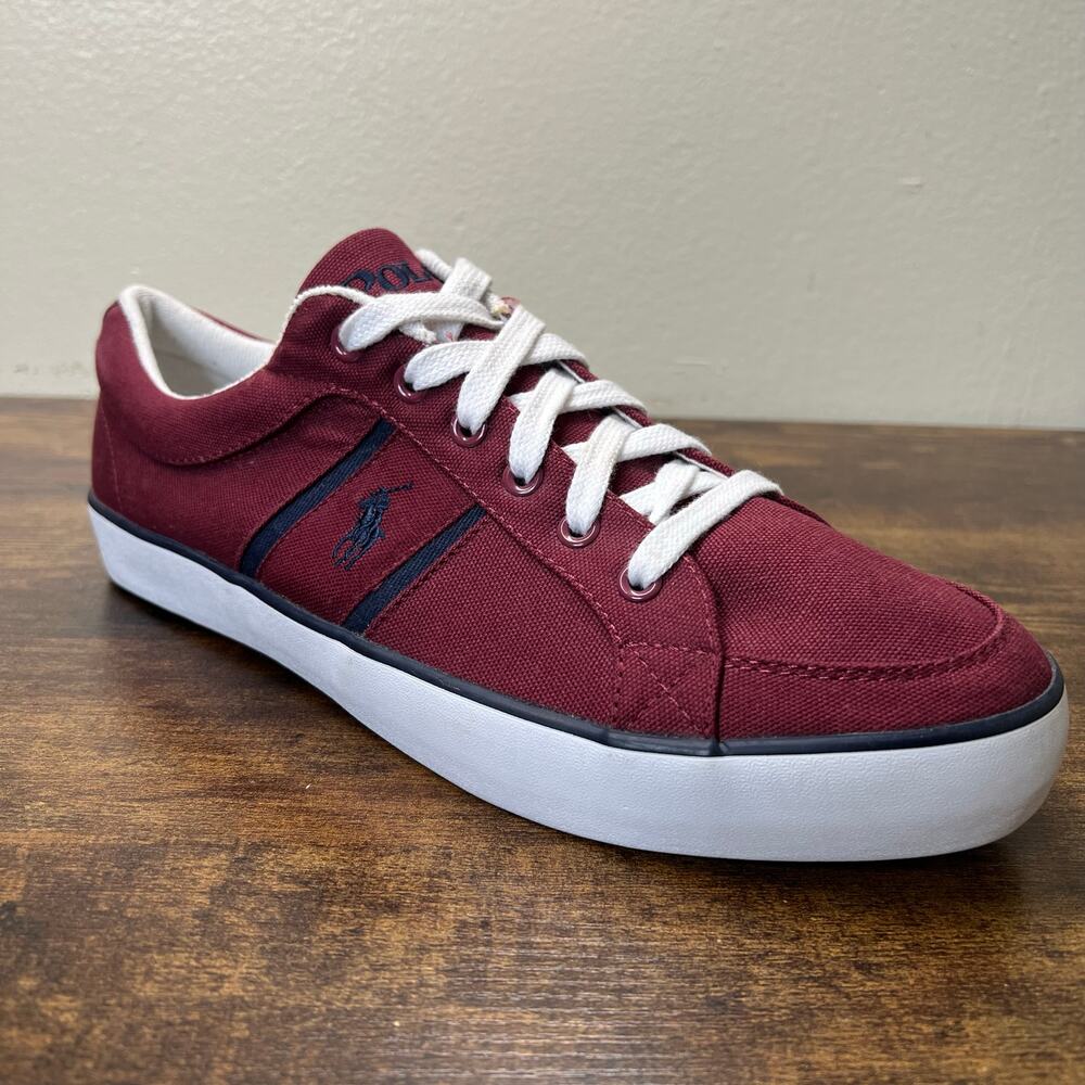 Polo Ralph Lauren Bolingbrook Shoes 11 Mens Maroon Canvas Sneakers Lifestyle Low